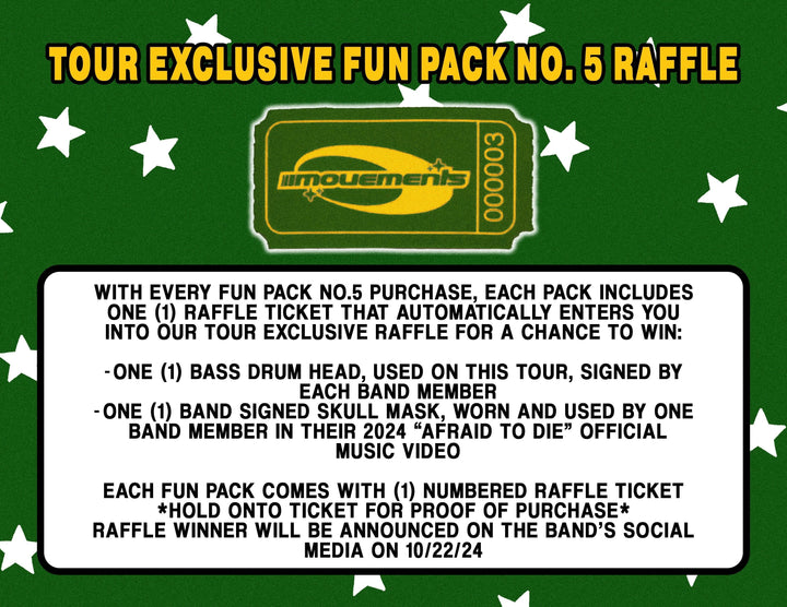 Fun Pack No. 5 (Raffle Ticket to Win Signed Bass Drumhead and Signed A.T.D. Skull Mask)